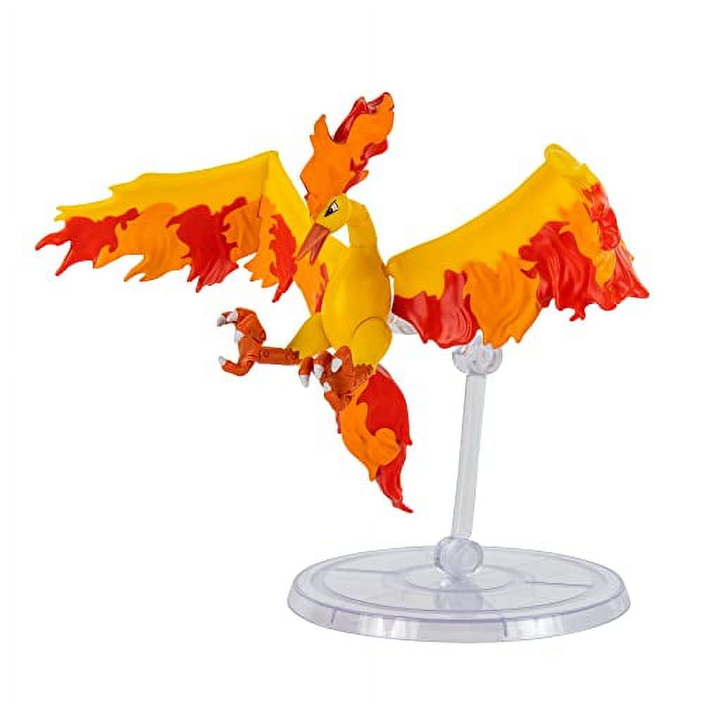 Jazwares Pokemon 6" Moltres Articulated Battle Figure Toy with Display Stand - Officially Licensed - Collectible Pokemon Gift for Kids and Adults - Ages 4+